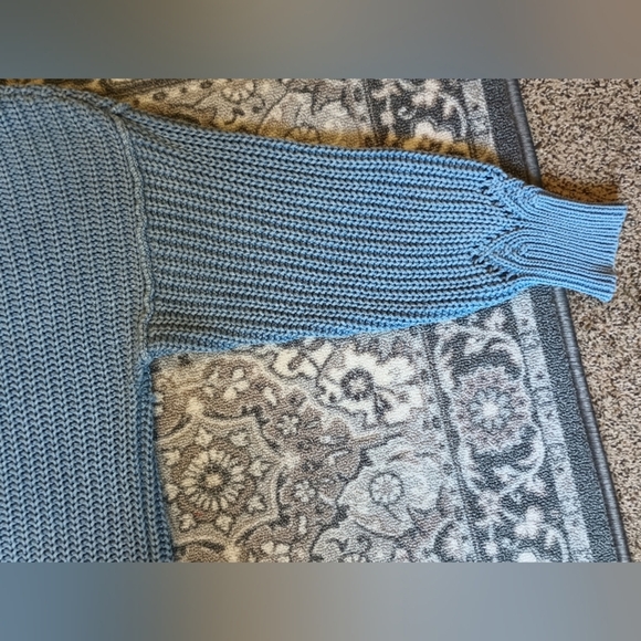 Sundance Womens Crochet Cardigan XL Blue Chunky Knit V Neck Button Front - Picture 9 of 14